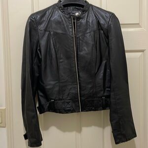 Danier black leather jacket (sz s)
